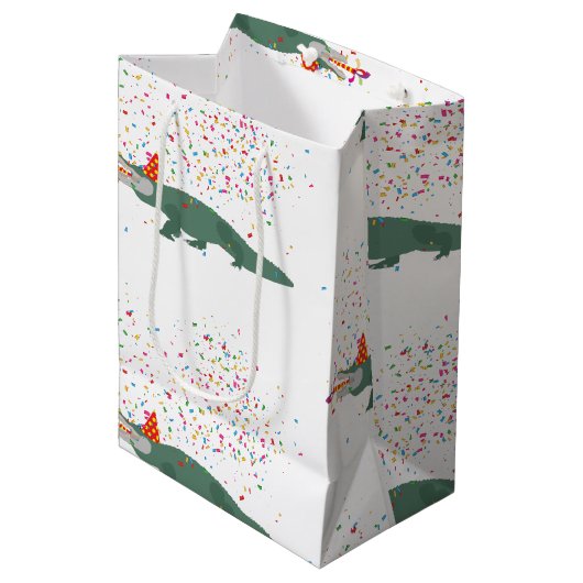 ワニ – 動物の持つパーティー ミディアムペーパーバッグ (正面アングル)