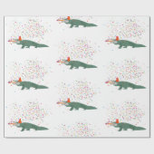 ワニ – 動物の持つパーティー ラッピングペーパー (フラット)