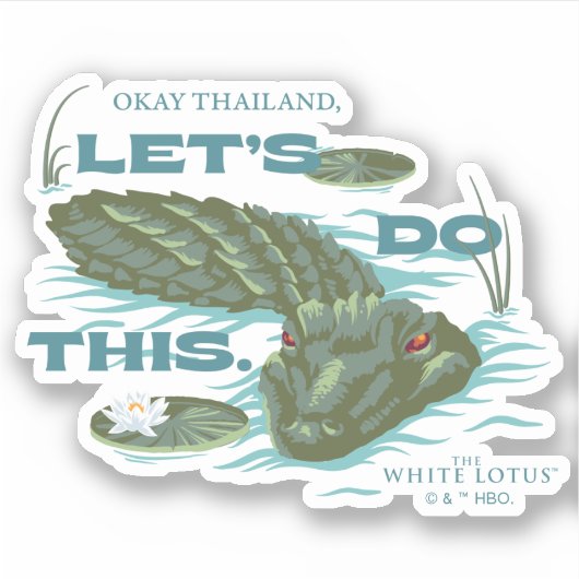 ワニ – 白い蓮 シール (正面)