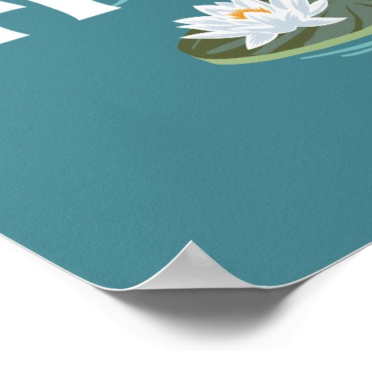 ワニ – 白い蓮 ポスター (角)