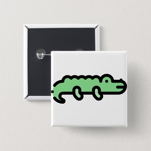 ワニ 缶バッジ (正面&裏面)