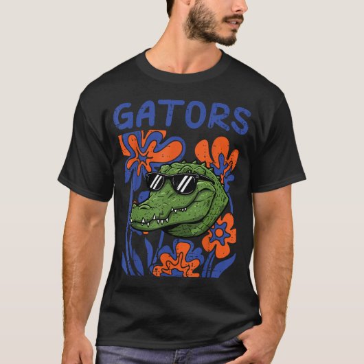 ワニ 花柄 アリゲーター S~Mサイズ ジュニア Tシャツ (正面)
