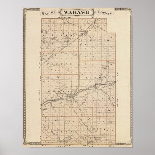 ワバシュ県の地図 ポスター (正面)