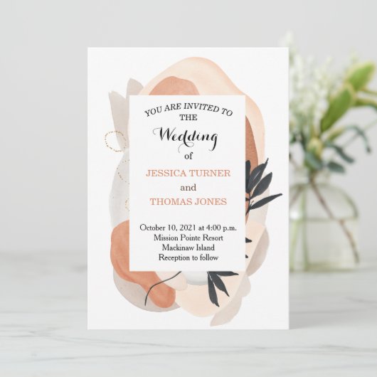 ワビサビウォーターカラー結婚式招待状 招待状 (スタンド正面)