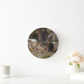 ワピティ（エルク）&マグピー ラウンド壁時計 (ホーム)