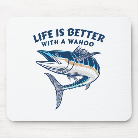 ワフーと一緒が最高!面白い海釣り好きのためのグッズ マウスパッド (正面)