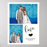 ワミィモダンー |写真結婚2枚 ポスター<br><div class="desc">このおもしろいスタイリッシュは、ポスターの写真を2枚結婚分のスポットと、可愛いハートと共にタイポグラフィの「愛」という言葉をお洒落持っている。名前と日付を結婚追加する。</div>