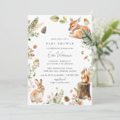 ワミウッドランド |かわいい森林動物の赤ちゃんシャワー 招待状 (スタンド正面)