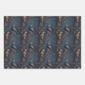 ワミクルヴィンテージスタイル模様ピーコック鳥 ラッピングペーパーシート (正面)