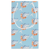 ワミジンシャーク水絵を描色のアートブルー スモールペーパーバッグ (裏面)