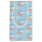 ワミジンシャーク水絵を描色のアートブルー スモールペーパーバッグ (正面)