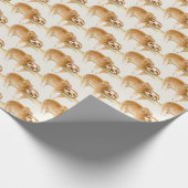 ワミナマケモノと可愛いベビー絵画の水色 ラッピングペーパー (角)