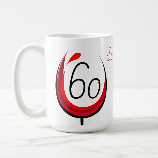 ワモダンおもしろいイングラス60だから60歳の誕生日 コーヒーマグカップ (左)