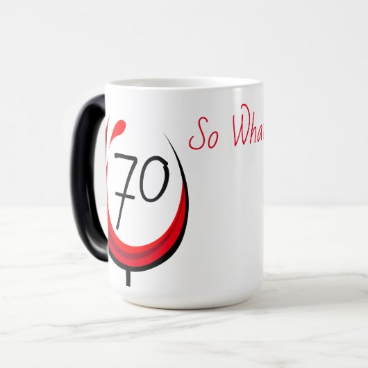 ワモダンイおもしろいングラス70だから何70歳の誕生日 モーフィングマグカップ (正面左)