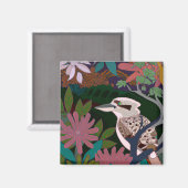 ワライカワセミ 熱帯の鳥 植物 絵画 花 マ マグネット (正面/裏面)