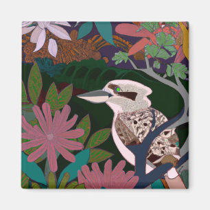 ワライカワセミ 熱帯の鳥 植物 絵画 花 マ マグネット