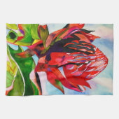 ワラタオーストラリア先住民フラワーウォーターカラー キッチンタオル (横)