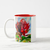 ワラタオーストラリア先住民花水色 ツートーンマグカップ (左)