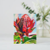 ワラタオーストラリア先住民花水色 ポストカード (スタンド正面)