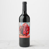 ワラタオーストラリア先住民花水色 ワインラベル (正面)