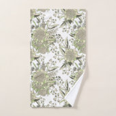 ワラタ&グムナットユーカリ – 緑と白 バスタオルセット (ハンドタオル)