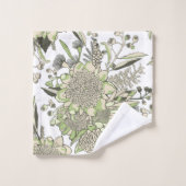 ワラタ&グムナットユーカリ – 緑と白 バスタオルセット (ウォッシュタオル)