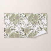 ワラタ&グムナットユーカリ – 緑と白 バスタオルセット (ハンドタオル)