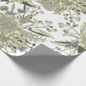 ワラタ&グムナットユーカリ – 緑と白 ラッピングペーパー (角)