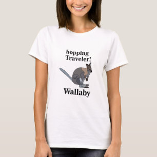 ワラビー動物ホッピングトラベラーワイルドライフおもしろい Tシャツ