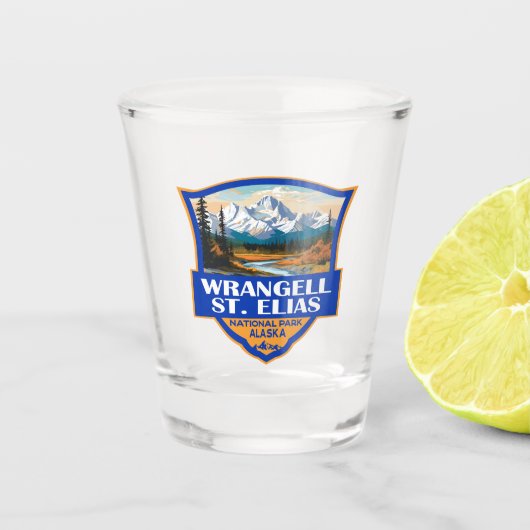 ワランゲルサンエリアスナショナルパークイラストレーションアート ショットグラス (正面)