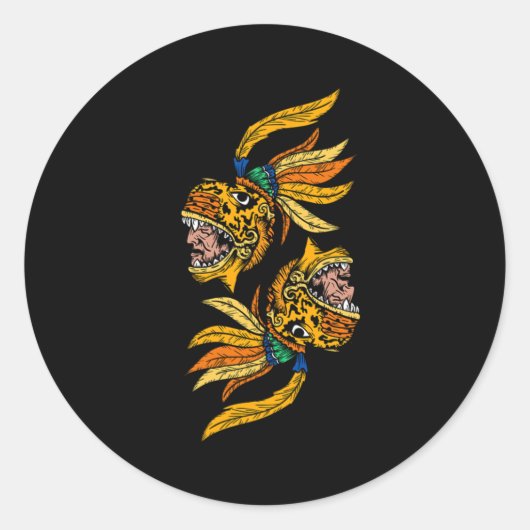 ワリアステカア・ジャガー・マヤ・インカ文化文明 ラウンドシール (正面)