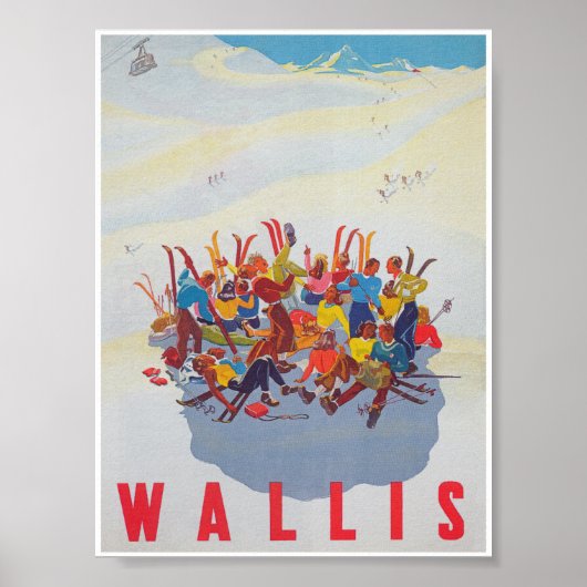 ワリススイスヴィンテージスキー旅行ポスター ポスター (正面)