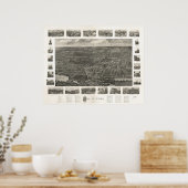 ワリンフォードコネチカット1905パノラママップ ポスター (キッチン)