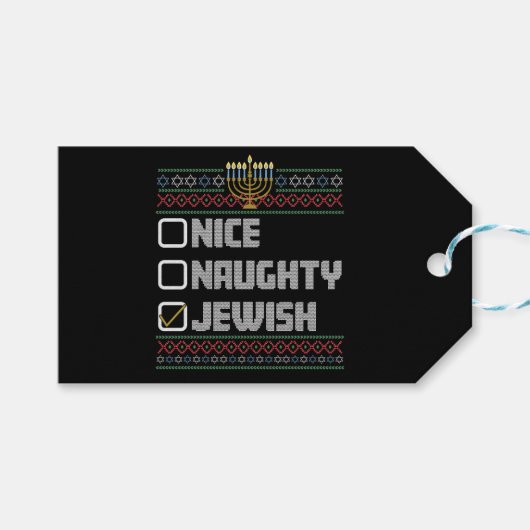 ワルイ イイ ユダヤのサンタ 汚いクリスマス ハヌカ  ギフトタグ (正面(横))