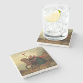 ワルサーとヒルディグンドが馬で逃げる ストーンコースター (横)