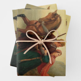 ワルサーとヒルディグンドが馬で逃げる ラッピングペーパーシート