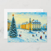 ワルシャワの冬の日 – クリスマスと油絵 シーズンポストカード (正面/裏面)