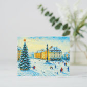 ワルシャワの冬の日 - クリスマスの油絵 シーズンポストカード (スタンド正面)