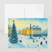 ワルシャワの冬の日 - クリスマスの油絵 シーズンポストカード (正面/裏面)