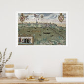 ワルシャワの地図， 'Civitates Orbis Terrarum'より ポスター (キッチン)