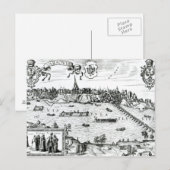 ワルシャワの地図， 'Civitates Orbis Terrarum'より ポストカード (正面/裏面)