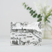 ワルシャワの地図， 'Civitates Orbis Terrarum'より ポストカード (スタンド正面)