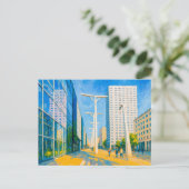 ワルシャワの油絵 - 高層ビルと街の生活 シーズンポストカード (スタンド正面)
