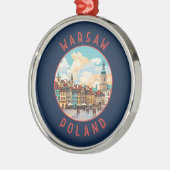 ワルシャワポーランドレトロ動揺してサークル メタルオーナメント (左)