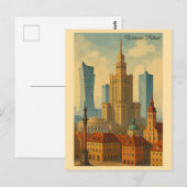 ワルシャワポーランドヴィンテージトラベルアート ポストカード (正面/裏面)