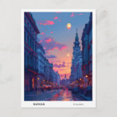 ワルシャワポーランド旅行で夜 ポストカード (正面)
