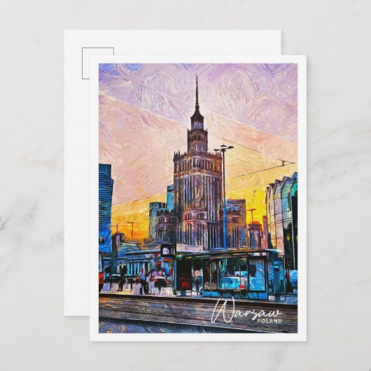 ワルシャワポーランド美しい油絵を描ランドスケープ ポストカード (正面/裏面)
