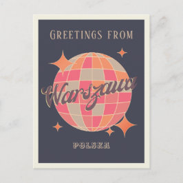 ワルシャワワルシャワポルスカポーランドのレトログリーティング ポストカード