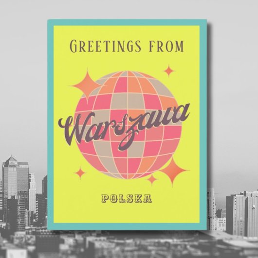 ワルシャワワルシャワポーランドカラフルグリーティングカード ポストカード