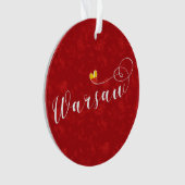 ワルシャワ国旗のハート、ワルシャワ、ポーランド オーナメント (正面)